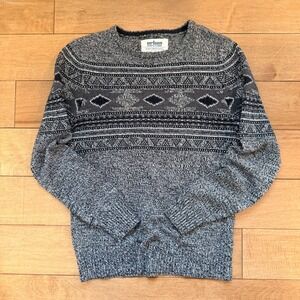 Urban Pipeline Mens Small Grey Geometric Fair Isle Knit Crewneck Sweater